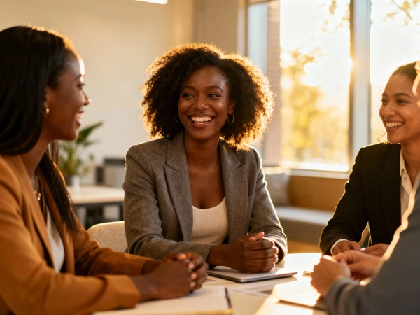 Group of Black women participating in an uplifting personal and spiritual development workshop.